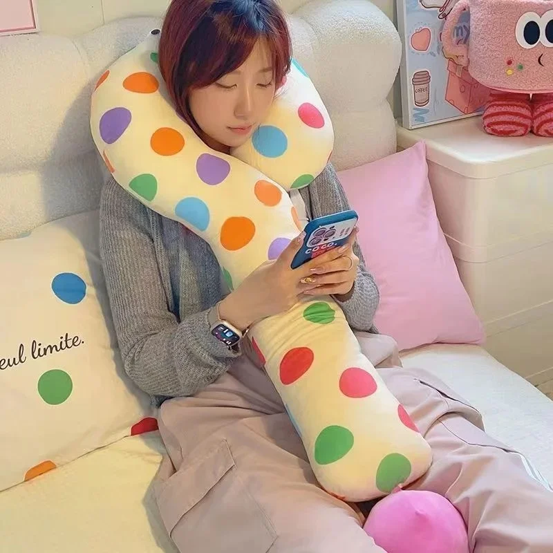 Creative 95cm Cartoon Question Mark Dopamine U-shaped Neck Pillow Kawaii Polka Dot Home Sofa Bedroom Soft Cushion Children Gift