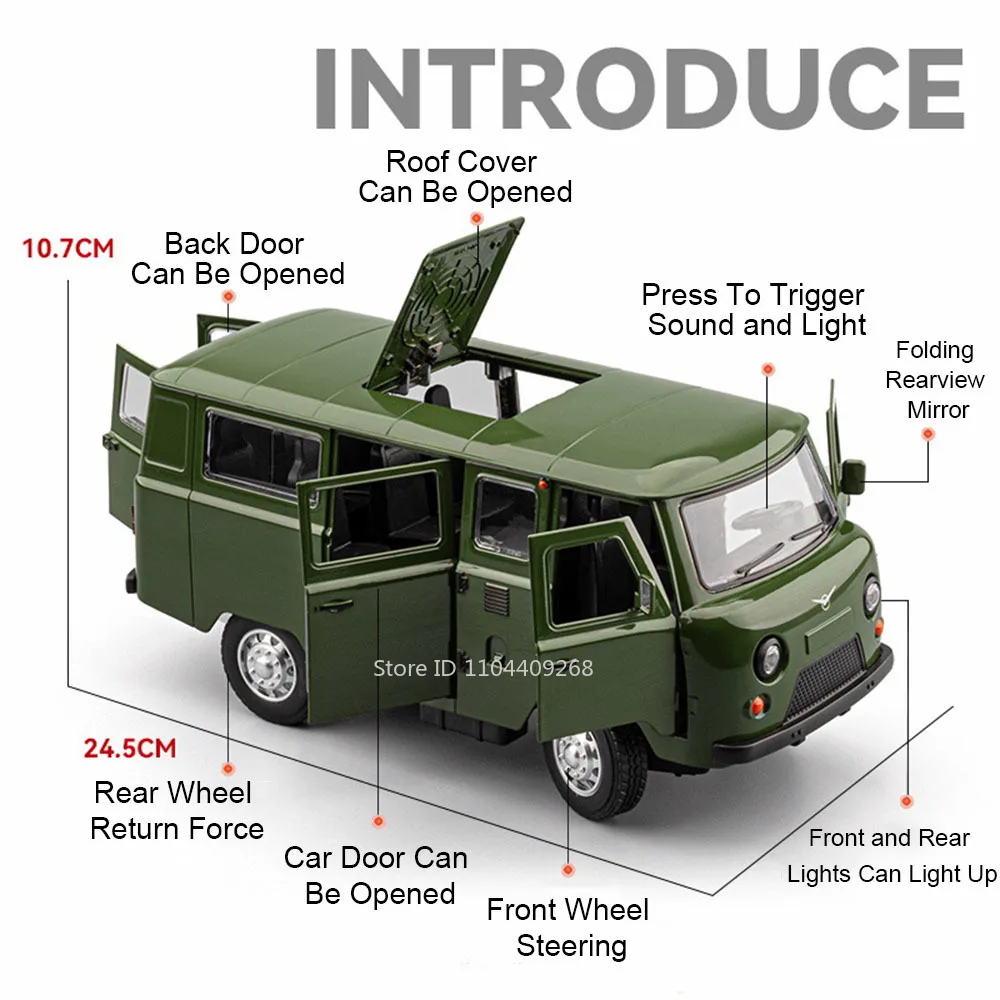 1:18スケール ロシア製UAZトラベラー 車模型 おもちゃ メタルダイキャスト プルバック サウンドライト付き ステーションワゴン バンモデル 装飾品 ギフト
