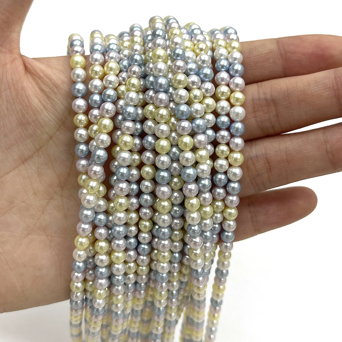 4-5mm Vibrant Multicolor Round dyed pearl , Semi-Finished Bead Strand, Premium Raw Supplies for Handmade DIY Jewelry Projects