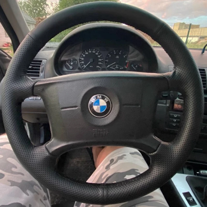 DIY Car Steering Wheel Cover For BMW E36 E46 E39 E83 E53 Customize Breathable Microfiber Leather Car Interior Accessories