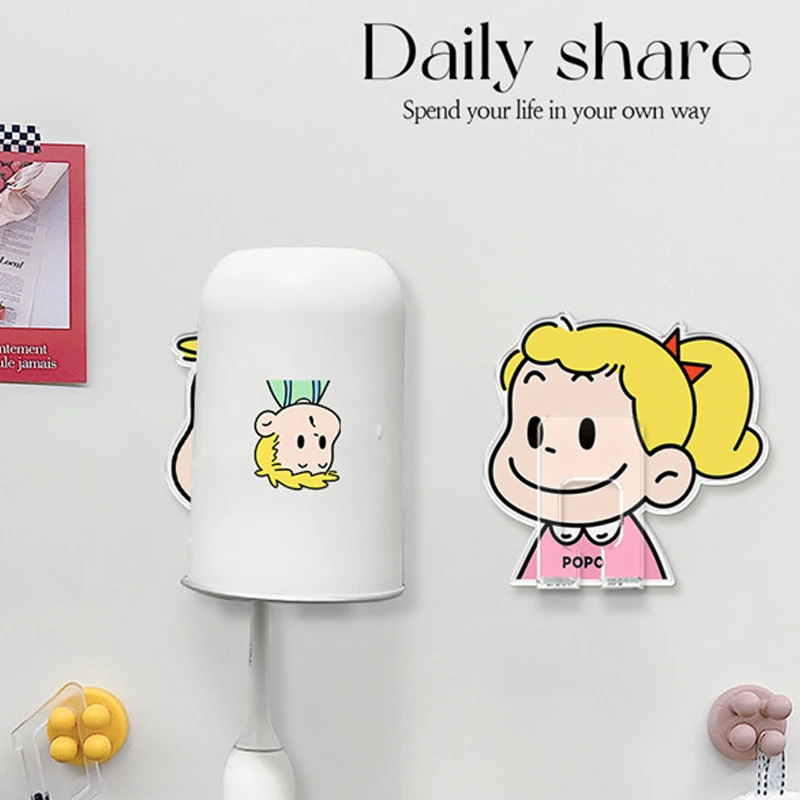 Cute Acrylic Wall Mounted Toothbrush Holder with Stainless Steel Cup | Bathroom Storage Rack for Toothbrush and Rinse Cup