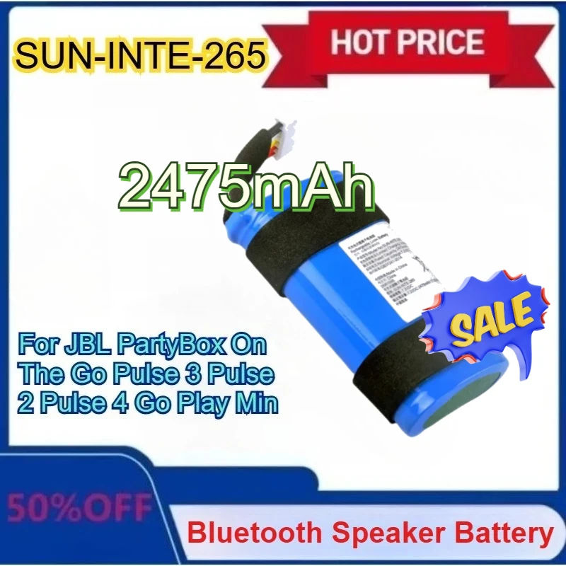 

New SUN-INTE-265 2475mAh for JBL PartyBox on The Go Pulse 2 Pulse 3 Pulse 4 Go Play Mini Bluetooth Speaker Replacement Battery
