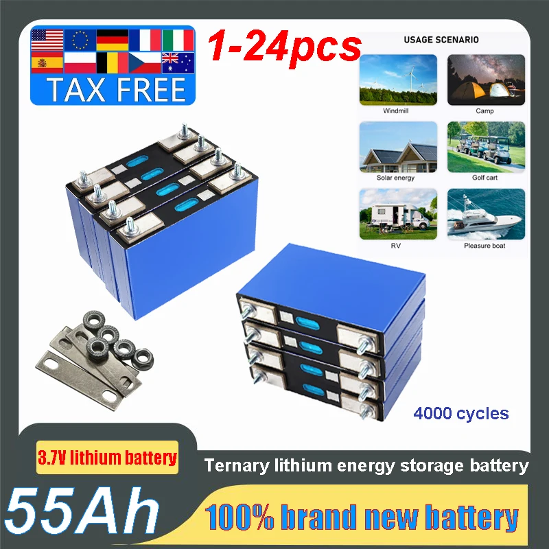 1-24PCS 3.7V 55Ah T…