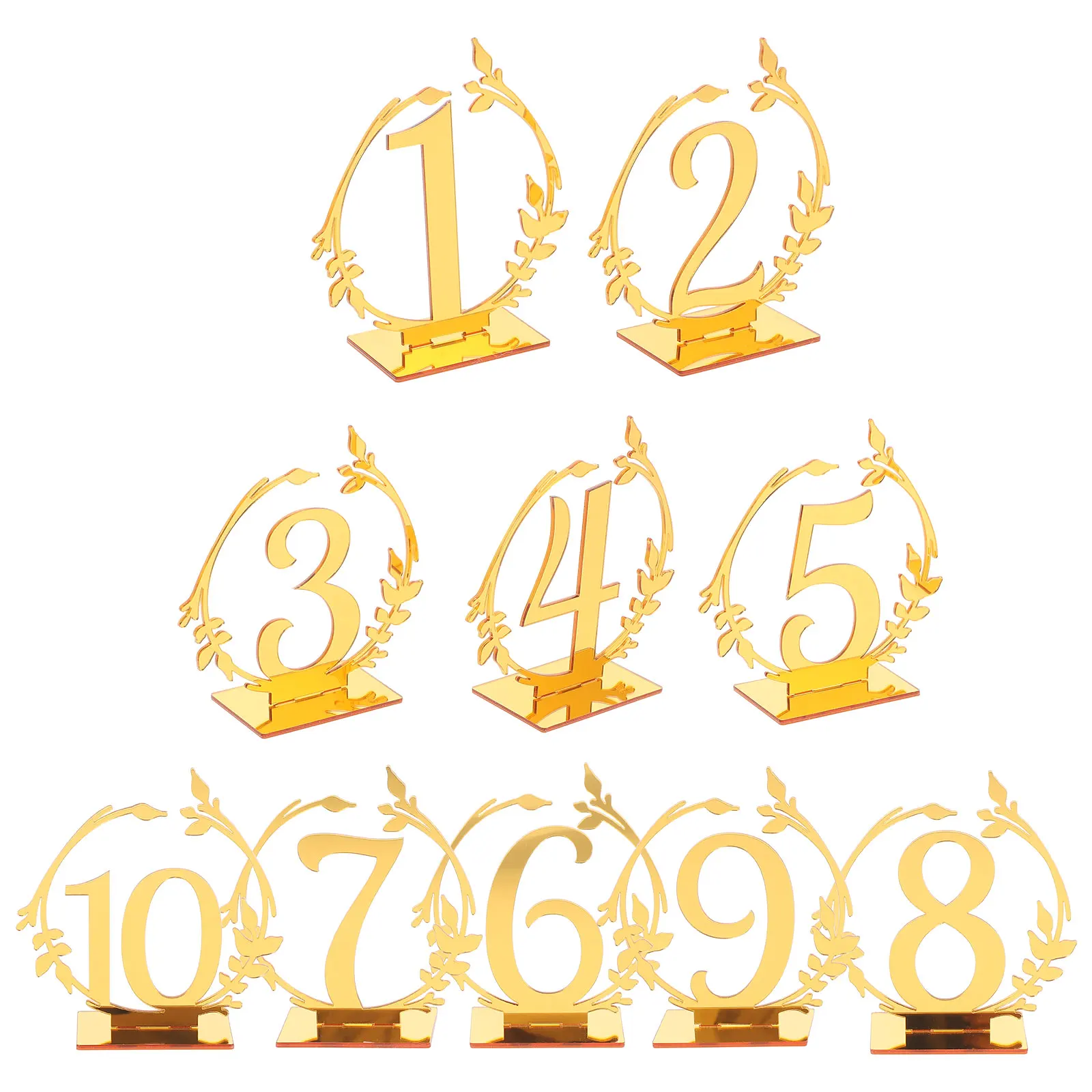 

10pcs Digital Table Number Plates Golden Acrylic Wedding Restaurant Banquet Party Seat Cards Signs Round Modern