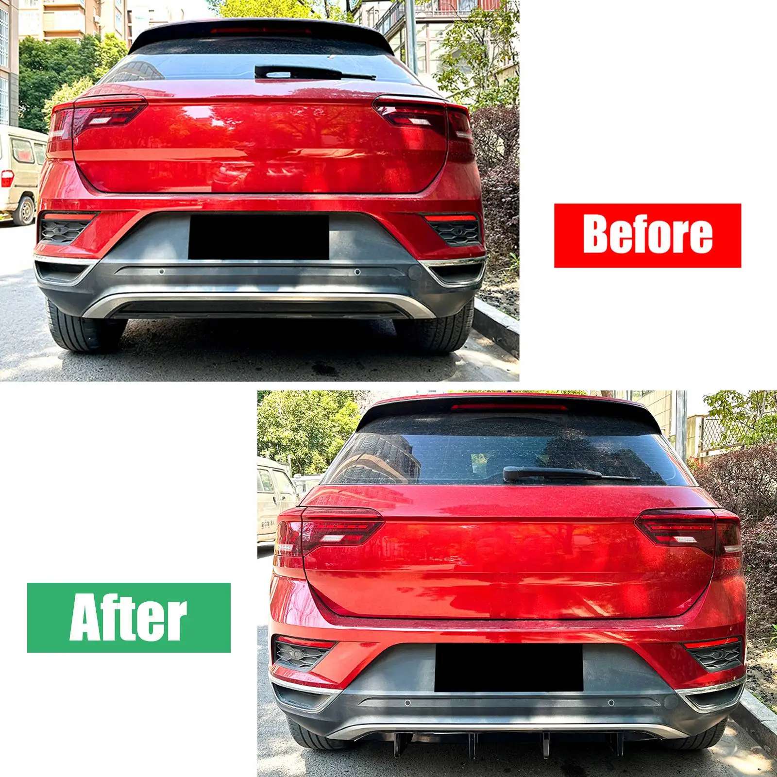 شفة ممتصة للصدمات خلفية سبويلر ناشر لامع أسود سفلي الستارة الخارجية حماية السيارات لشركة فولكس فاجن T-Roc الإصدار القياسي 2018-2022