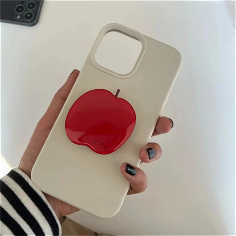 Korean Cute Red Apple Griptok Bracket for IPhone 15 14 13 Samsung Food Phone Accessories Holder Ring Support Stand Grip Tok Gift