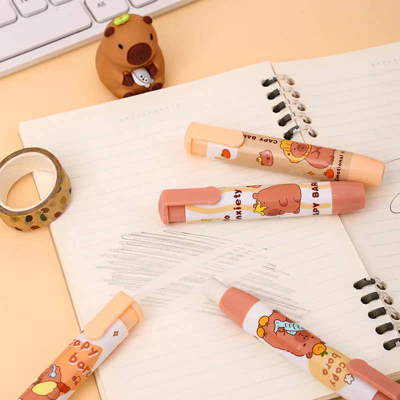12 pezzi xNew Kapibara Press Eraser Studenti della scuola primaria Cute Styling Eraser Inserimento Cancelleria creativa di bell'aspetto