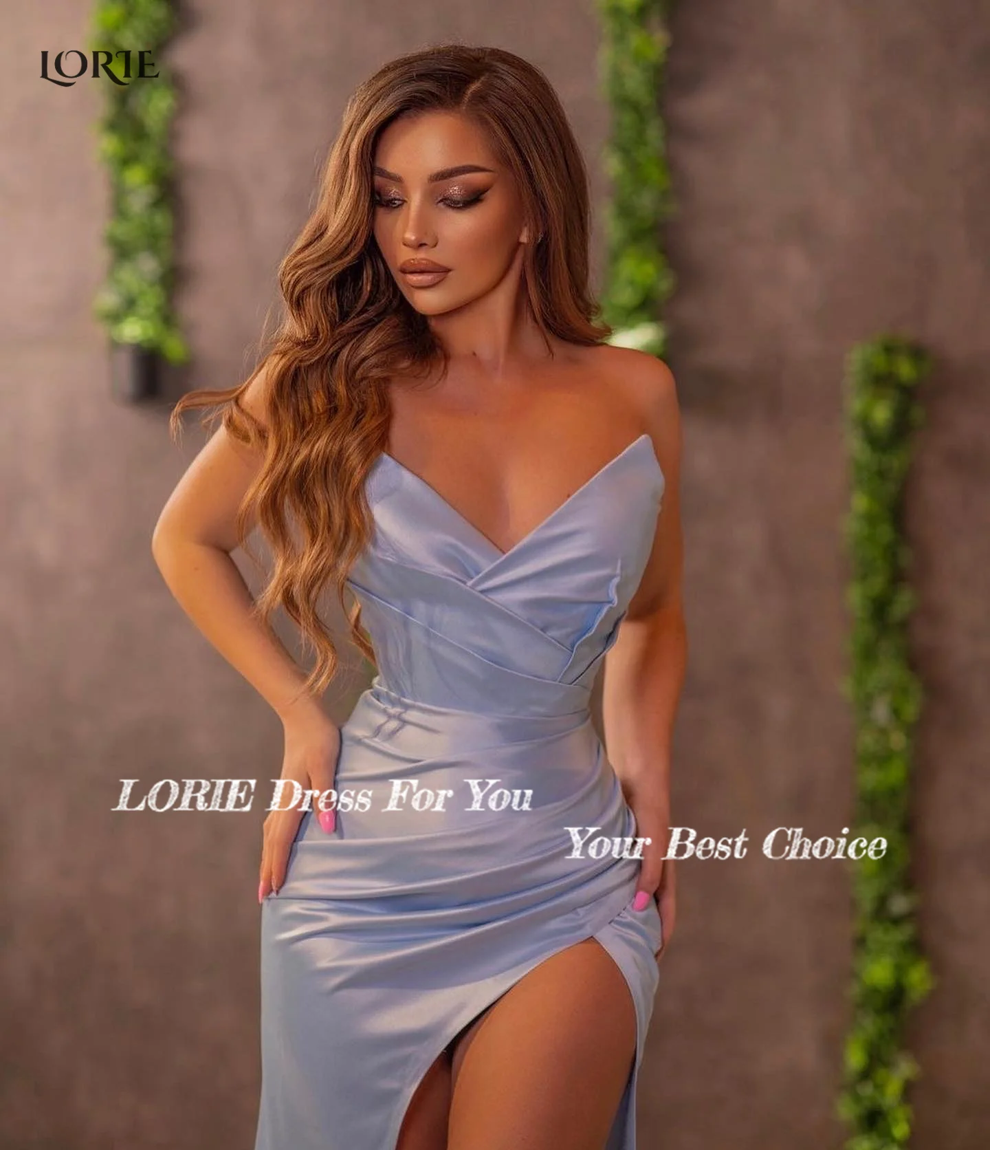 LORIE Light Purple Evening Dresses V-Neck Off Shoulder Pleat Mermaid Dubai Celebrity Gowns Side Slit Mono Arabia Prom Bride Gown