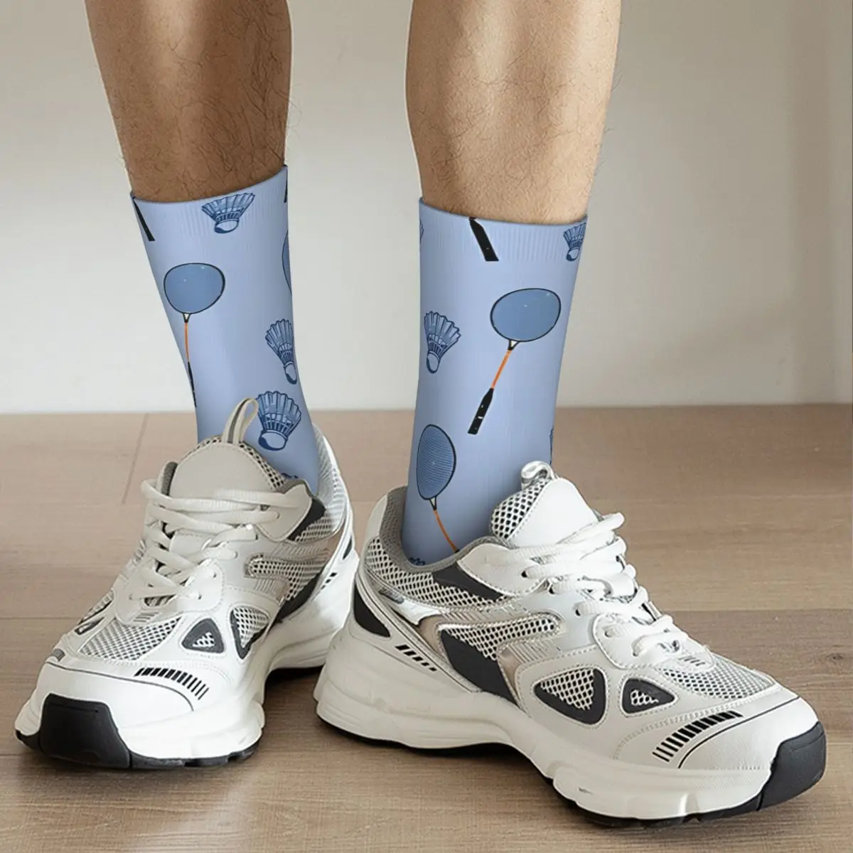 Vintage Vintage Cool Badminton Shuttlecock Sports Pattern Men's compression Socks Unisex Harajuku Seamless Printed Novelty Sock