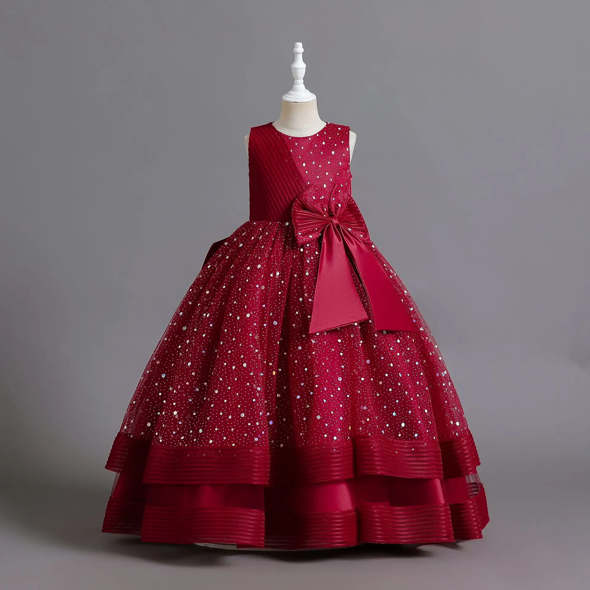 Elegant Girl Princess Dress New Year Evening Gown Christmas Dress For Girls Party Dresses Shiny Wedding Dress Birthday Costume