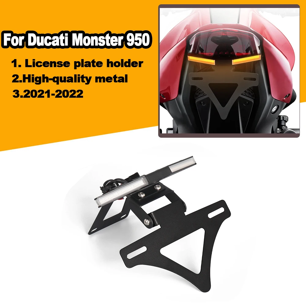 

For Ducati Monster 950 Monster950 2021 2022 New Motorcycle LED Rear Short Tail Stock License Plate Holder Tailstock Bracket Kit