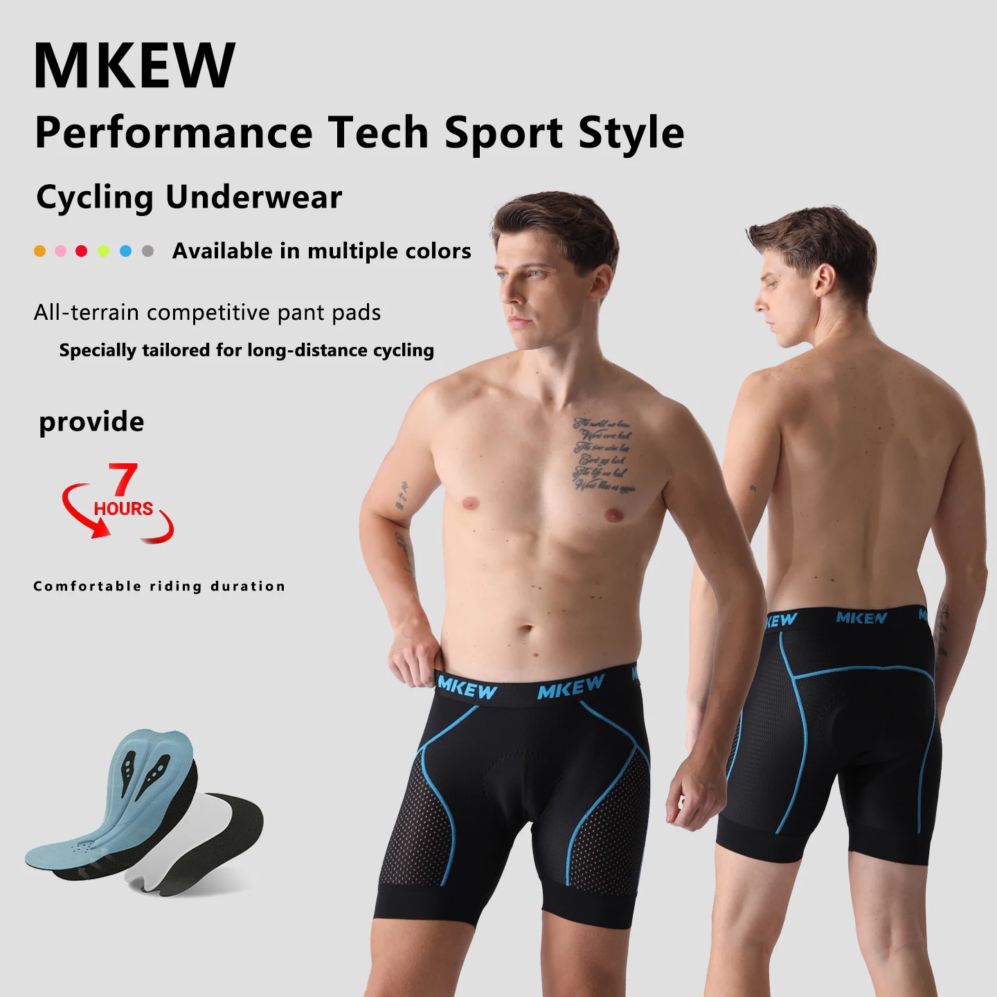 Padded Cycling Shorts 5D Gel - MKEW Bielizna rowerowa MTB, spodenki rowerowe