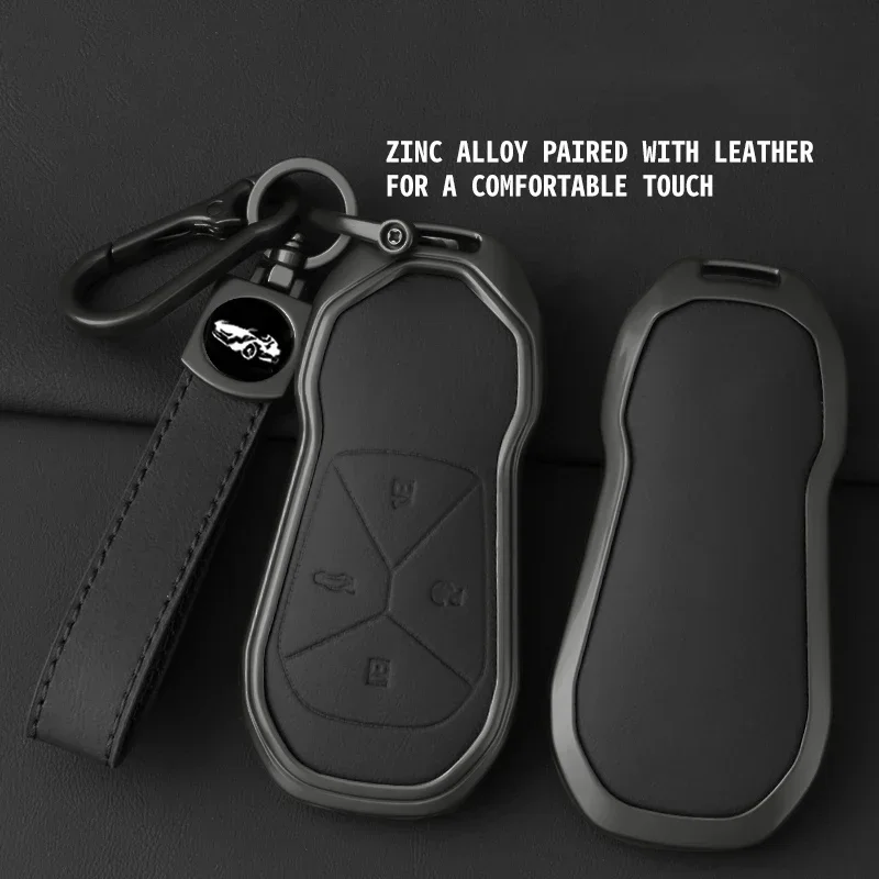 Car Key Case Cover Fob For Xiaopeng Xpeng P7i P5 G3 G9 G6 Zinc Alloy Leather Remote Control Key Chain Car Interior Accessories