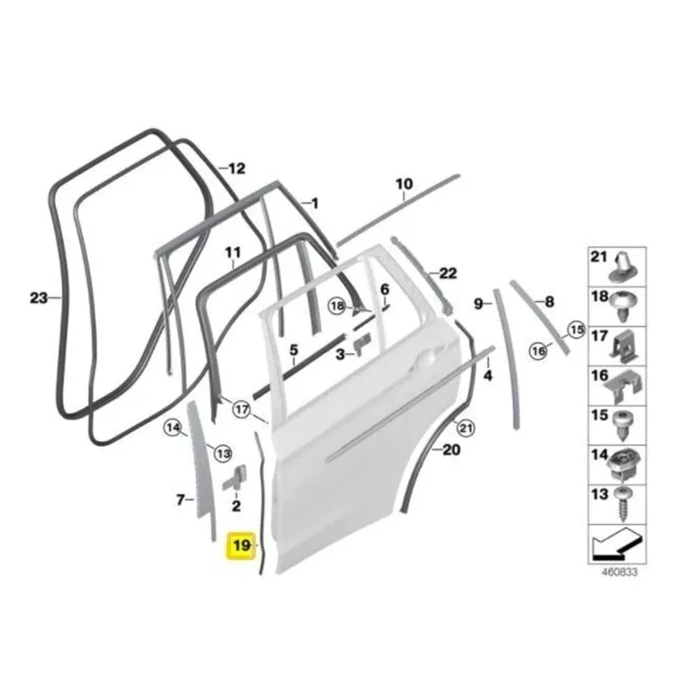 Left Rear Door-Front Seal For BMW For X5 2014-2018 51767318509 Anti-corro-sion Anti-wearing Scratch Prevention High Strength