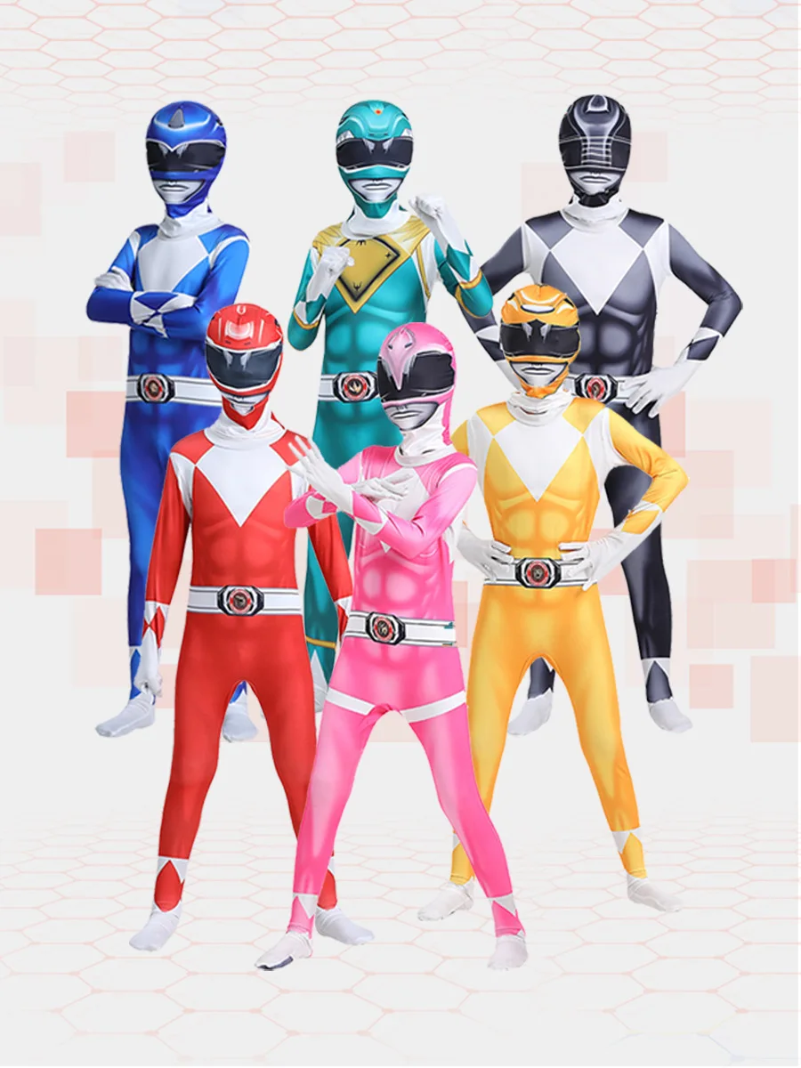 Fantasia Power samuraj Rangers przebranie na karnawał dorosłych dzieci Morpher potężny Morphin maska kombinezon Zentai na Halloween