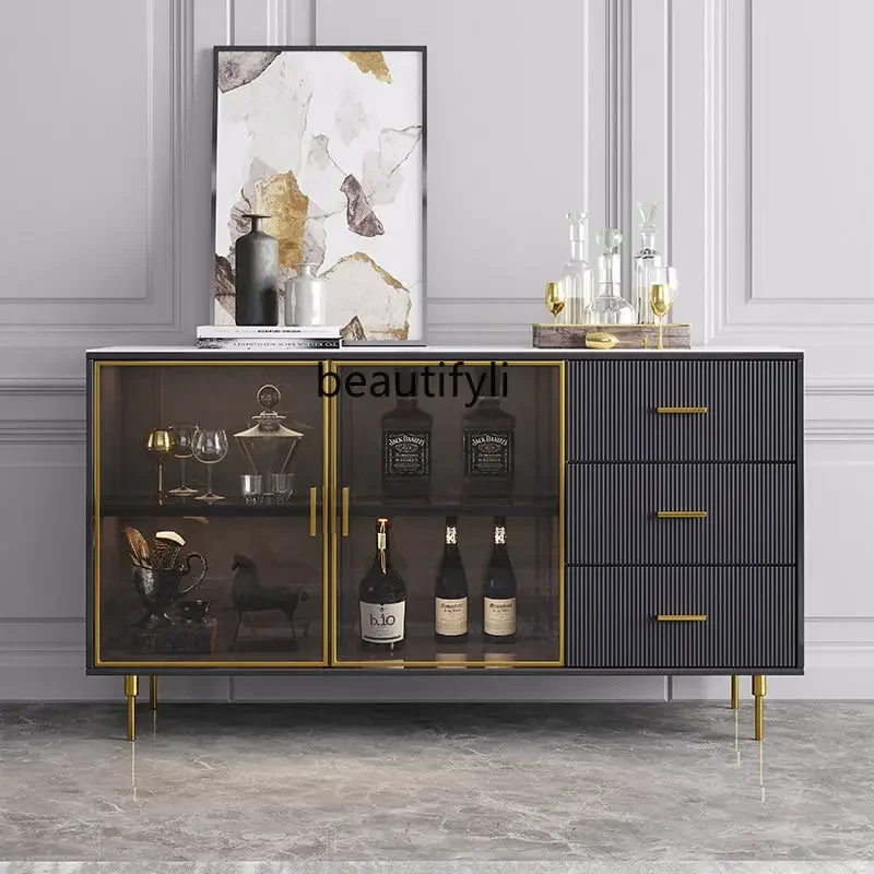 

D96 Y zqSideboard Cabinet Home Hallway Modern Minimalist Liquor Cabinet Integrated Wall Stone Plate Locker High-End Tea Cabinet