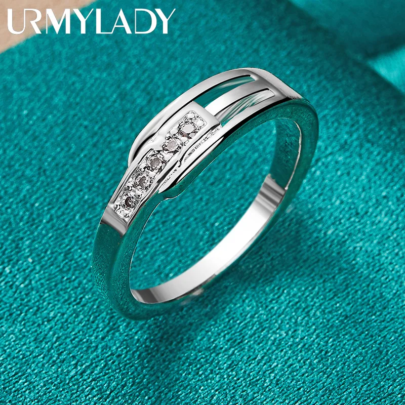 URMYLADY-Anillo de Plata de Ley 925 para mujer, accesorio de circonita AAAAA 7-10 #, joyería de moda para fiesta de boda