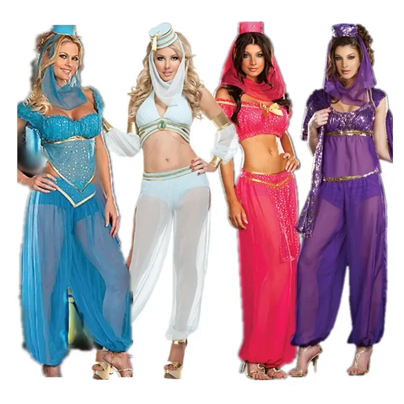 Sexy Goddess Belly Dancer Dress Adult Arabic Dance Costume Jasmine Aladdin Princess Halloween Fancy Arabian Princess Costumes