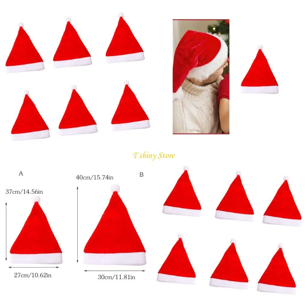 N58F Short Plush Santa Cap Breathable Safe Unisex Holiday Accessory Headwear For Festival Christmas Family Gathering