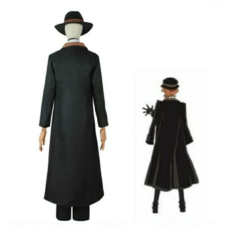 Bungou-Costume de Cosplay Nakahara Chuuya pour Homme et Femme, Perruque, Chapeau, Veste et Pantalon, Trempé