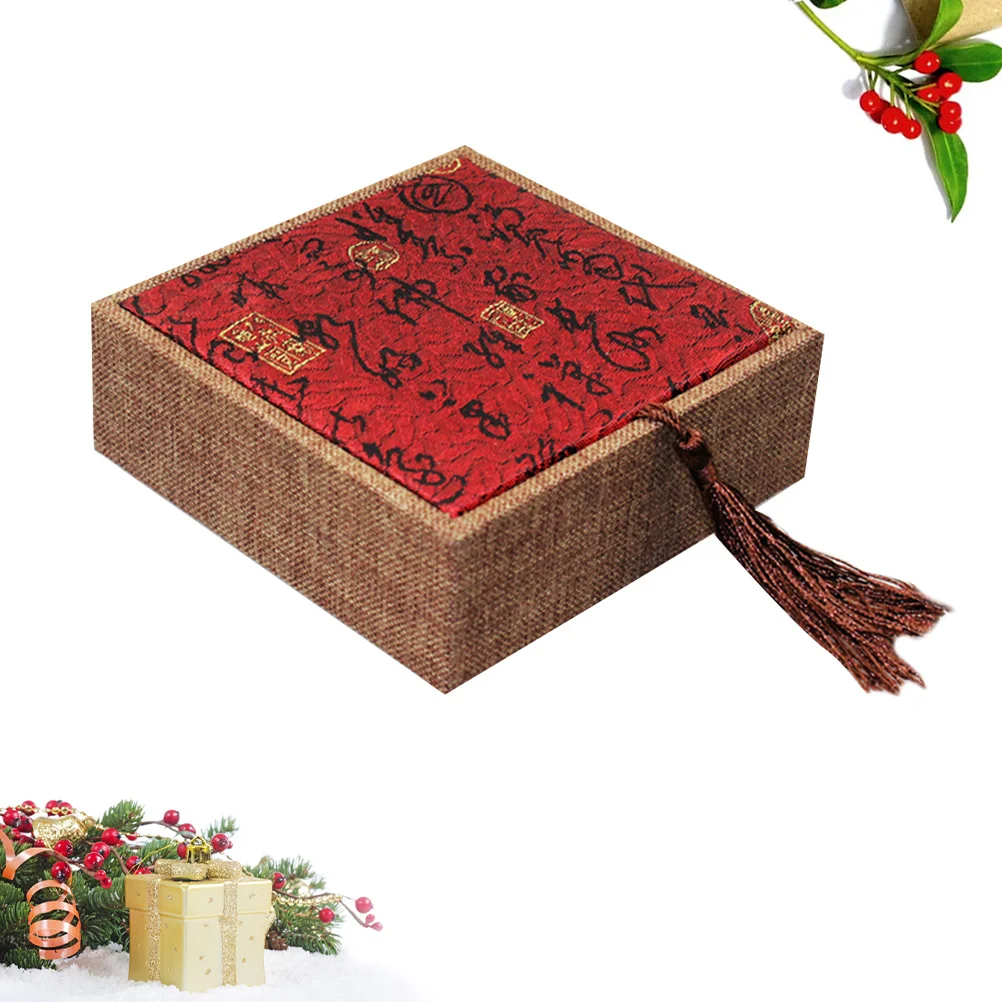 1pc Buddhist Prayer Beads Chinese Retro Red Tassel Premium Packaging Jewelry Storage Retro Gift Box Letter Gift Box