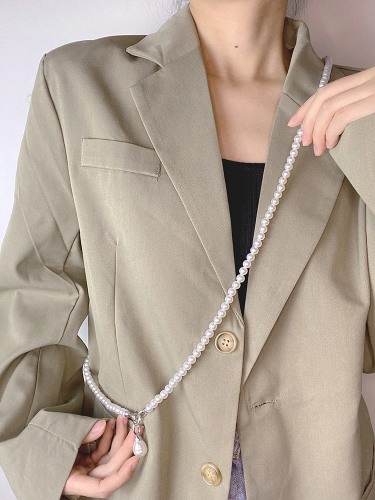 Elegant Pearl Crossbody Chain Women's Waist Chain Versatile Accessory Matches Bags Dresses Simple Chic Fashion Belt Decor