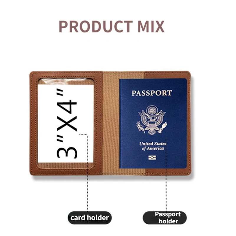 PU Leather Luggage Tag Passport Holder Set Passport Protective Cover Passport Protector Travel Portable ID Credit Card Holder