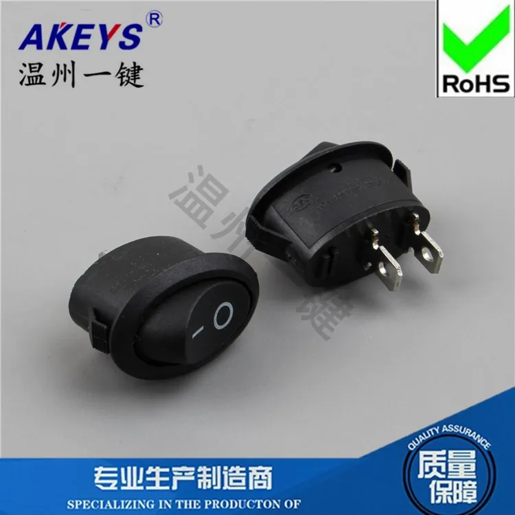 Black Oval Rocker 2 Gear 2 Feet Rocker Switch KCD1-101 Electric Kettle Water Dispenser Power Supply Copper Accessories