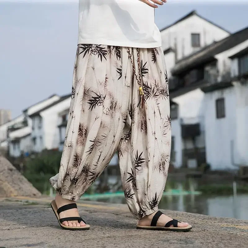 Painting 2024 Spring Men New Wide-leg Pants Male Vintage Casual Jogging Pants Male Oversize Loose Harem Pants Women Trousers 5XL