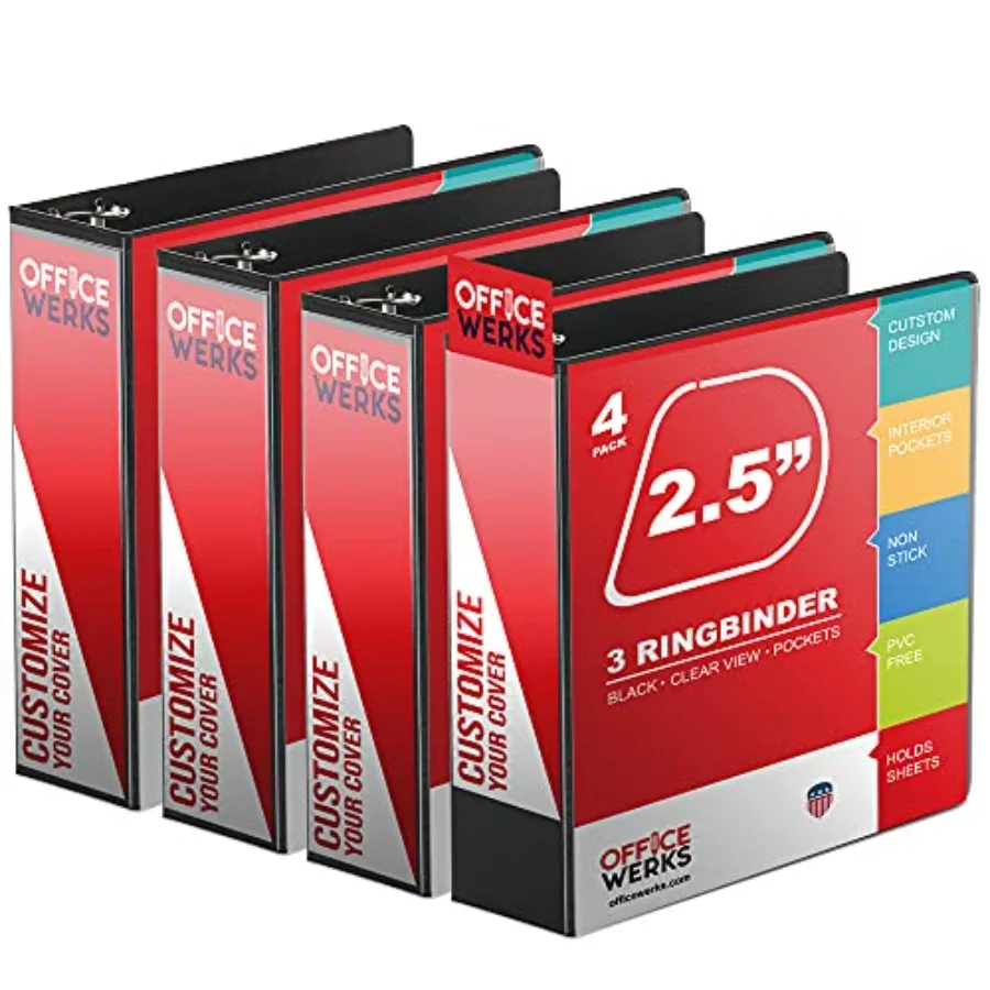 

3 Ring Binder Professional Angle D 2.5 Inch Presentation Folder for Standard Pages 8.5 x 11 with Pockets Crystal Clear View Bla