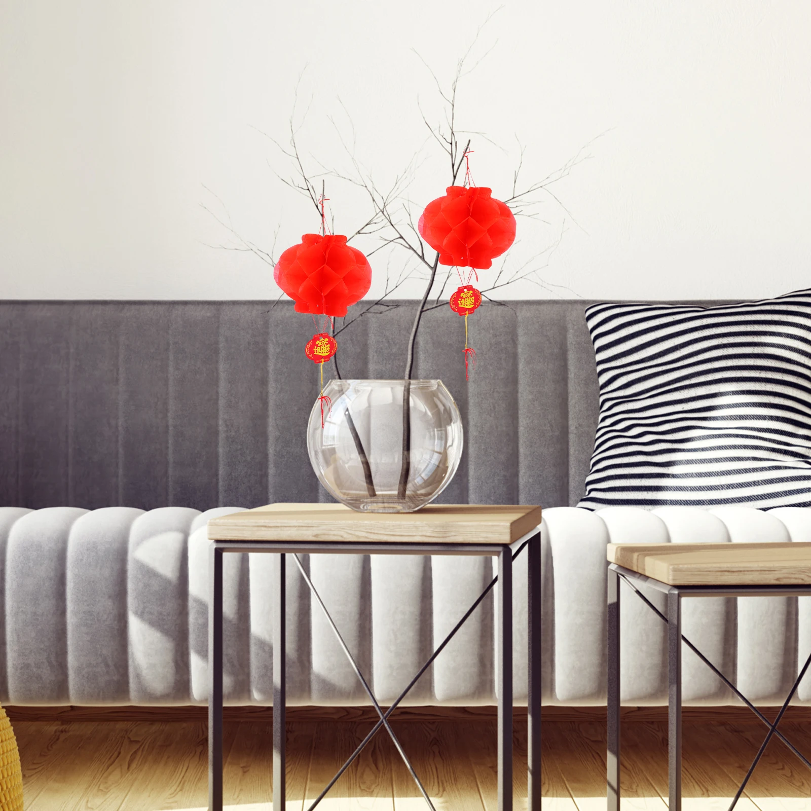 

20pcs Red Paper Lanterns Chinese New Year Hanging Decor For Home Office Festival Spring Festival Craft Pendants Wall Door