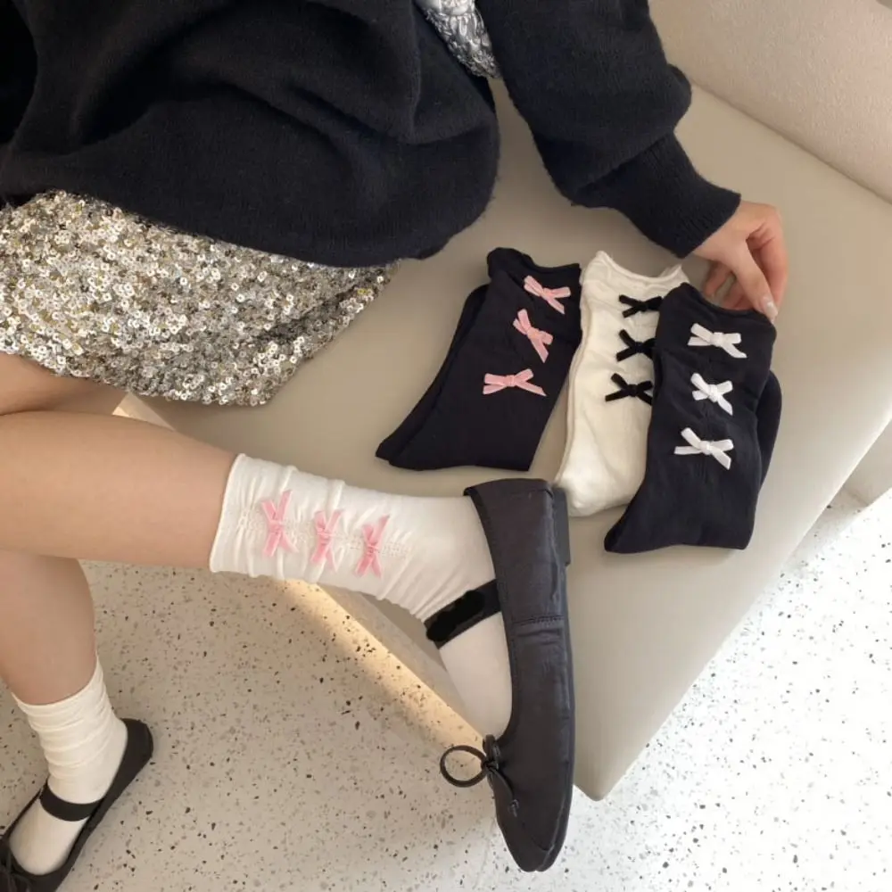 

Fashion Bowknot Ribbon Bow Socks JK Style Soft Balletcore Cotton Socks Lolita Breathable Girls Hosiery Club