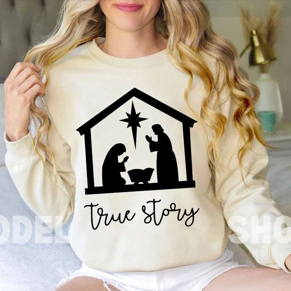 True Story Hoodie for Women True Story Christmas Womens Clothes Christmas Nativity Women's Clothing Jesus Christmas Hoodie Women