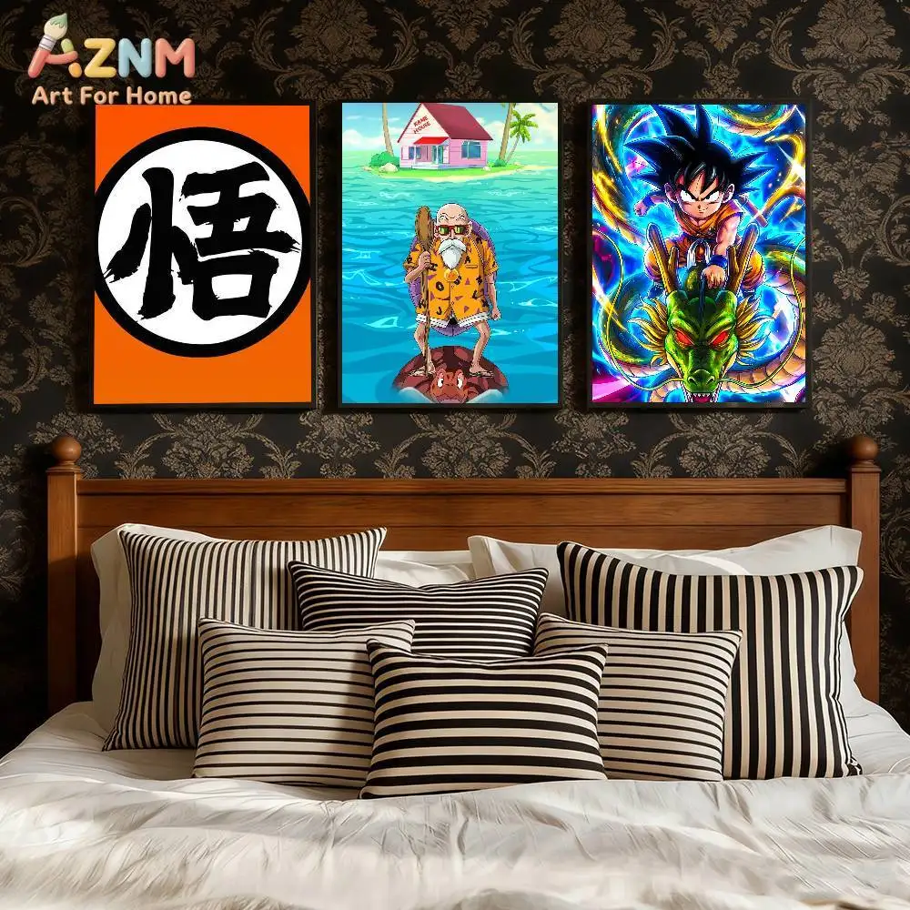 AZNM Dragon Ball Goku Master Roshi Canvas Wall Print Unframed Classic Anime Character Art Poster for Boys Bedroom Gaming Room De
