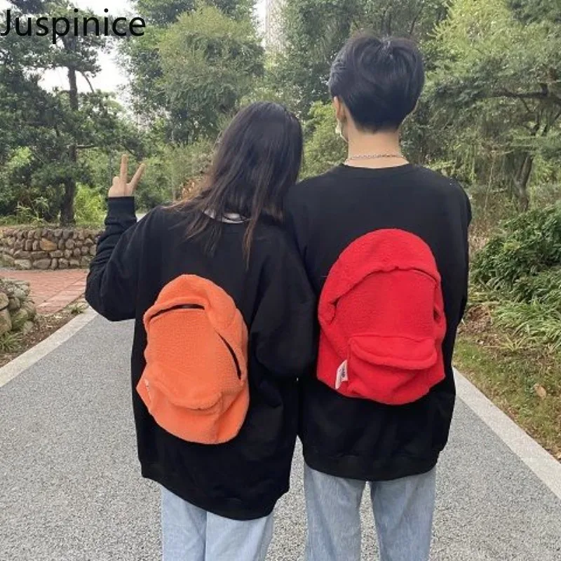 

Juspinice High Quality New Couple's Hoodie Women's 3D Three-dimensional Backpack Trendy Lazy Style Jacket Female Clothing