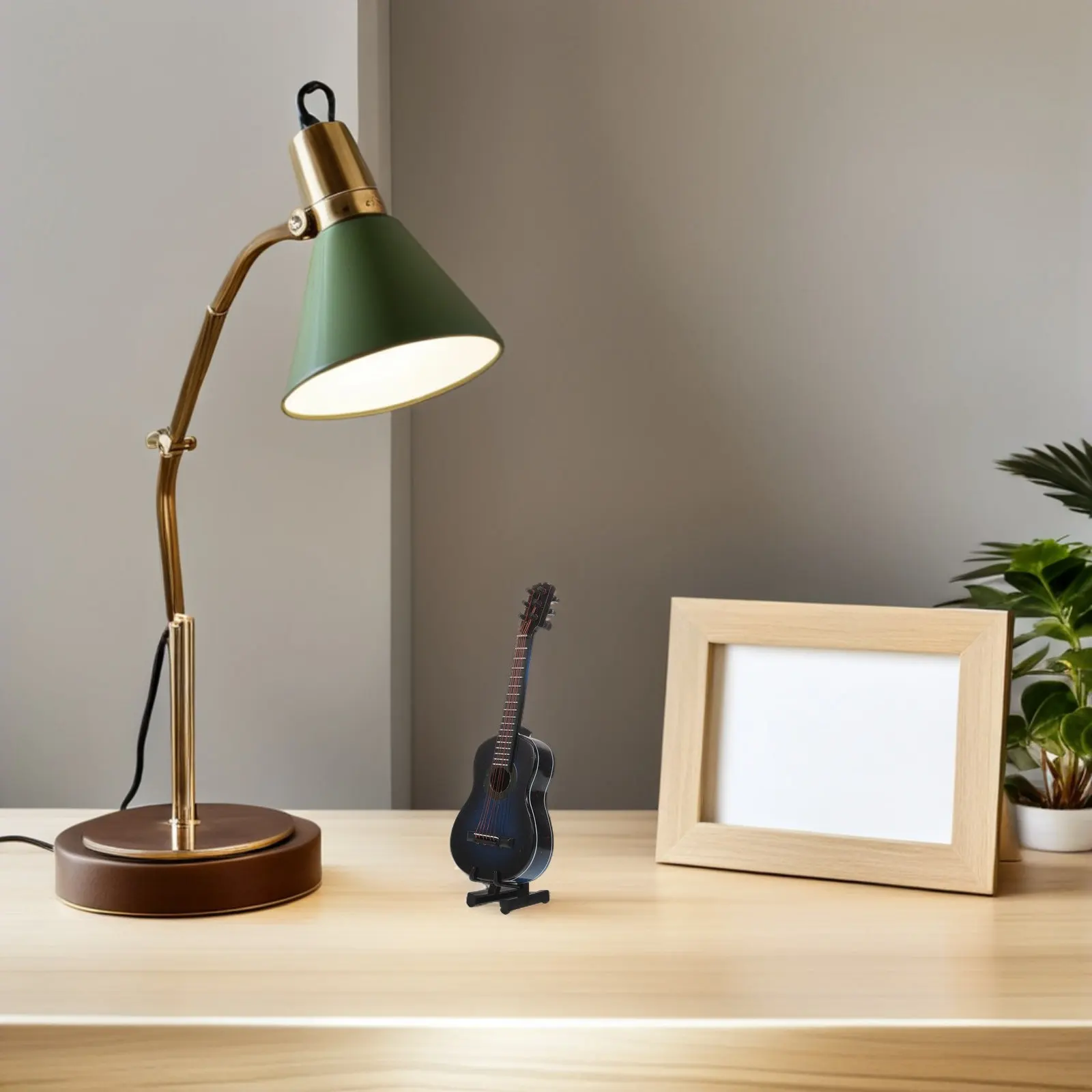 

Miniature Guitar With Stand Case Small Wooden Musical Instrument For Home Decor Display Dollhouse Accessory Ornament