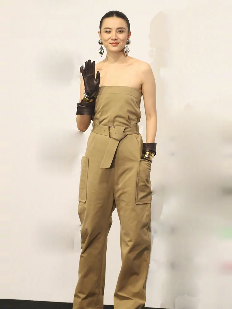 

Сексуальный военный комбинезон Sk: свободные прямые брюки с завышенной талией, оригинальный дизайн, женская модная летняя коллекция