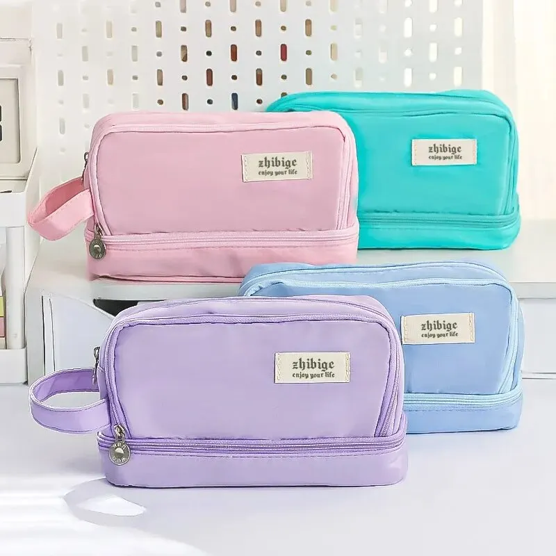 Piórnik dla uczniów o dużej pojemności Wielofunkcyjny piórnik Macaron Dopasowany kolorystycznie piórnik Cute Pencil Case