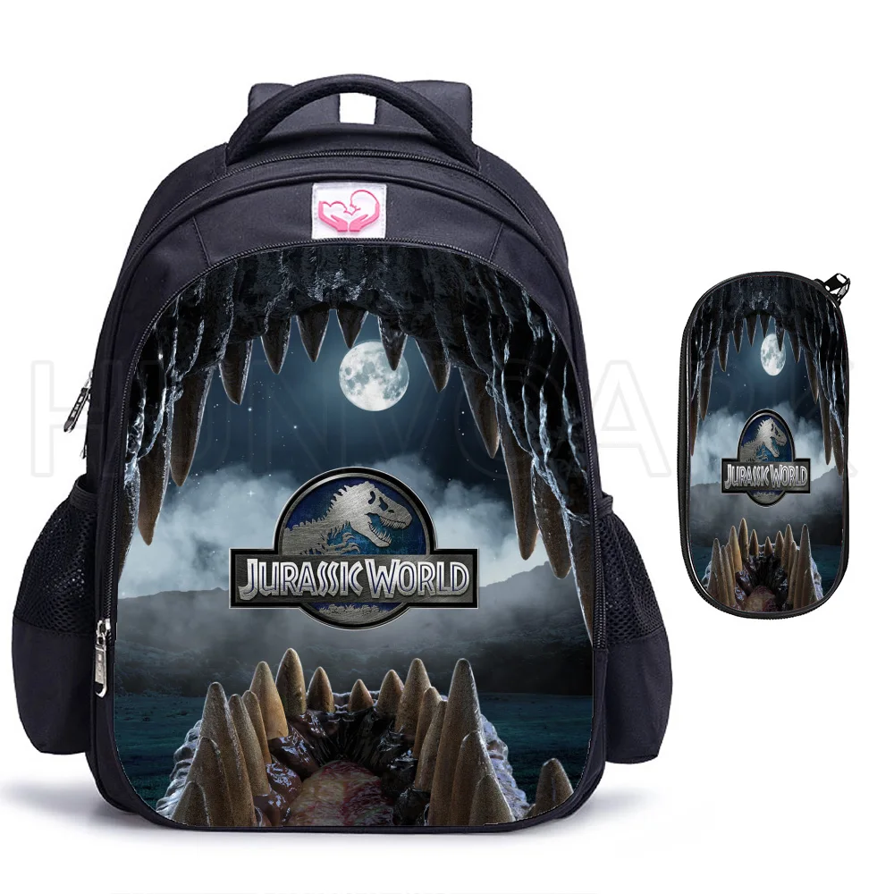 Jurassic Park Backpack 16 Inch School Backpack School Backpack for Girls Boys Book Bag Shoulder Dinosaur Backpacks Mochilas