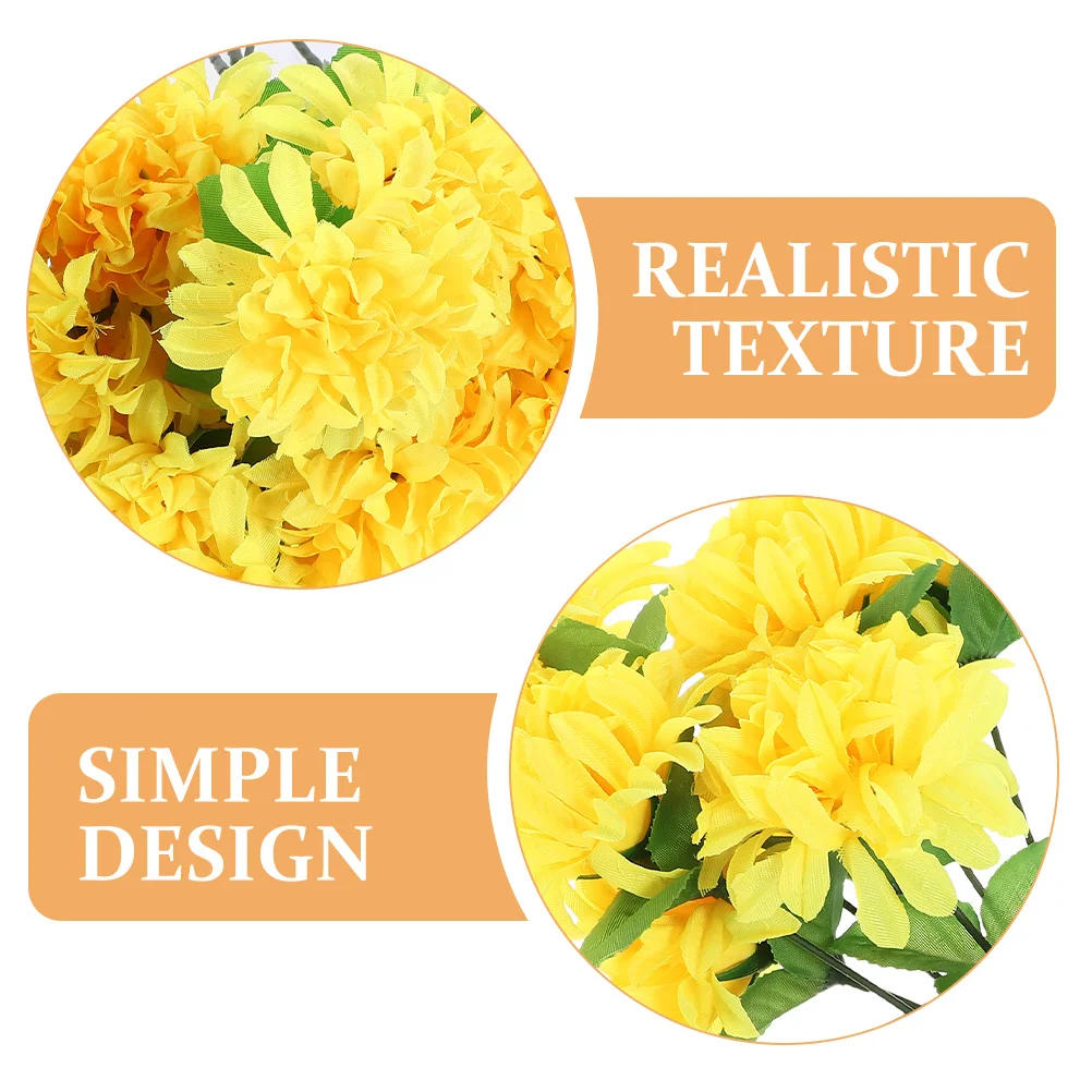 

Chrysanthemum Bouquet Fake Flower Stems For Cemetery Sacrifice Fake Bouquet Grave Decoration Memorial Outdoor Use