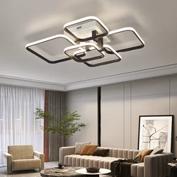 Lustres Led Modernes Plafond Pour Salon Chambre Salle D'étude AC90-260V éclairage intérieur Led Lustre Lampe Noir et Blanc