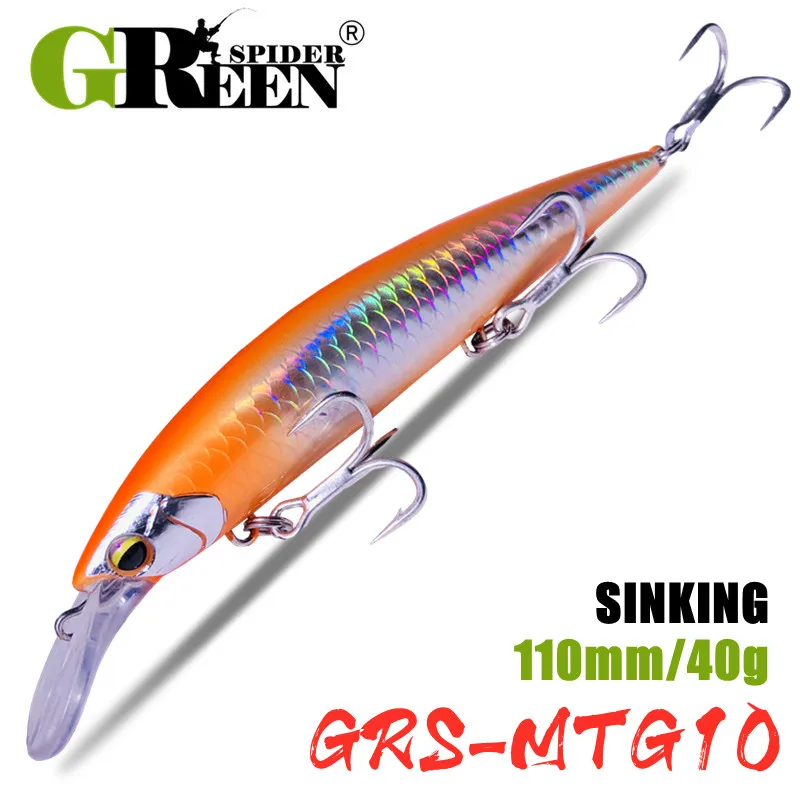 GREENSPIDER 110mm 40g señuelo de pesca de mar de peso pesado Max 90m lanzamiento Ultra largo hundimiento Minnow cebos duros artificiales