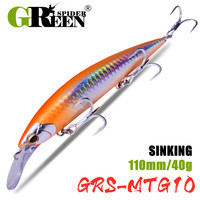 GREENSPIDER 110mm 40g Heavy Weight Sea Fishing Lure Max 90m Ultra Long Casting Sinking Minnow  Artificial Hard Baits