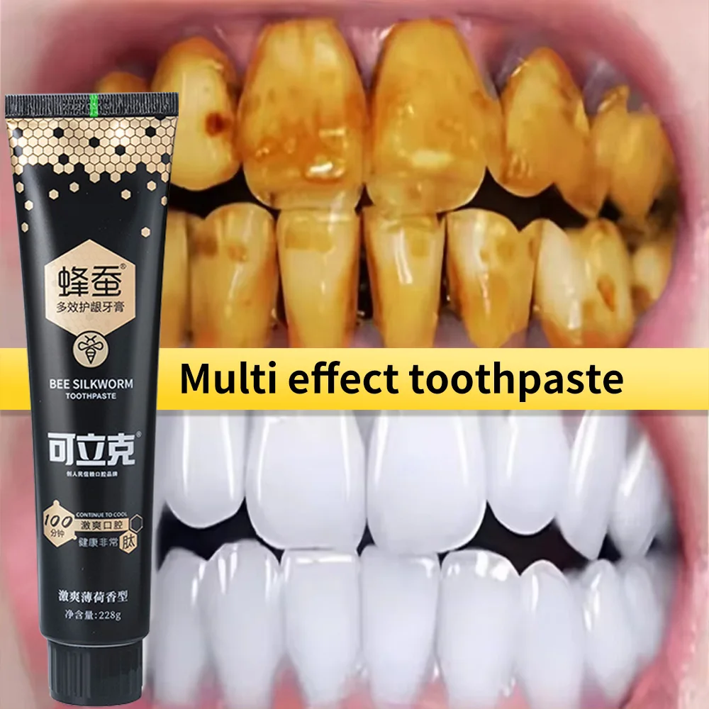 La dentifrice blanchissant sans fluorure, à la menthe, convient aux gencives rafraîchissantes et sensibles à l'haleine, contenant des abeilles