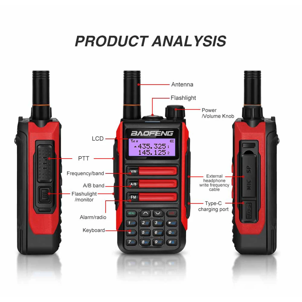 BaoFeng UV-16 برو ماتي السلطة هوائي اسلكية تخاطب نوع-C شاحن طويل المدى مقاوم للماء UV16 برو V2 جهاز الإرسال والاستقبال هام TwoWay