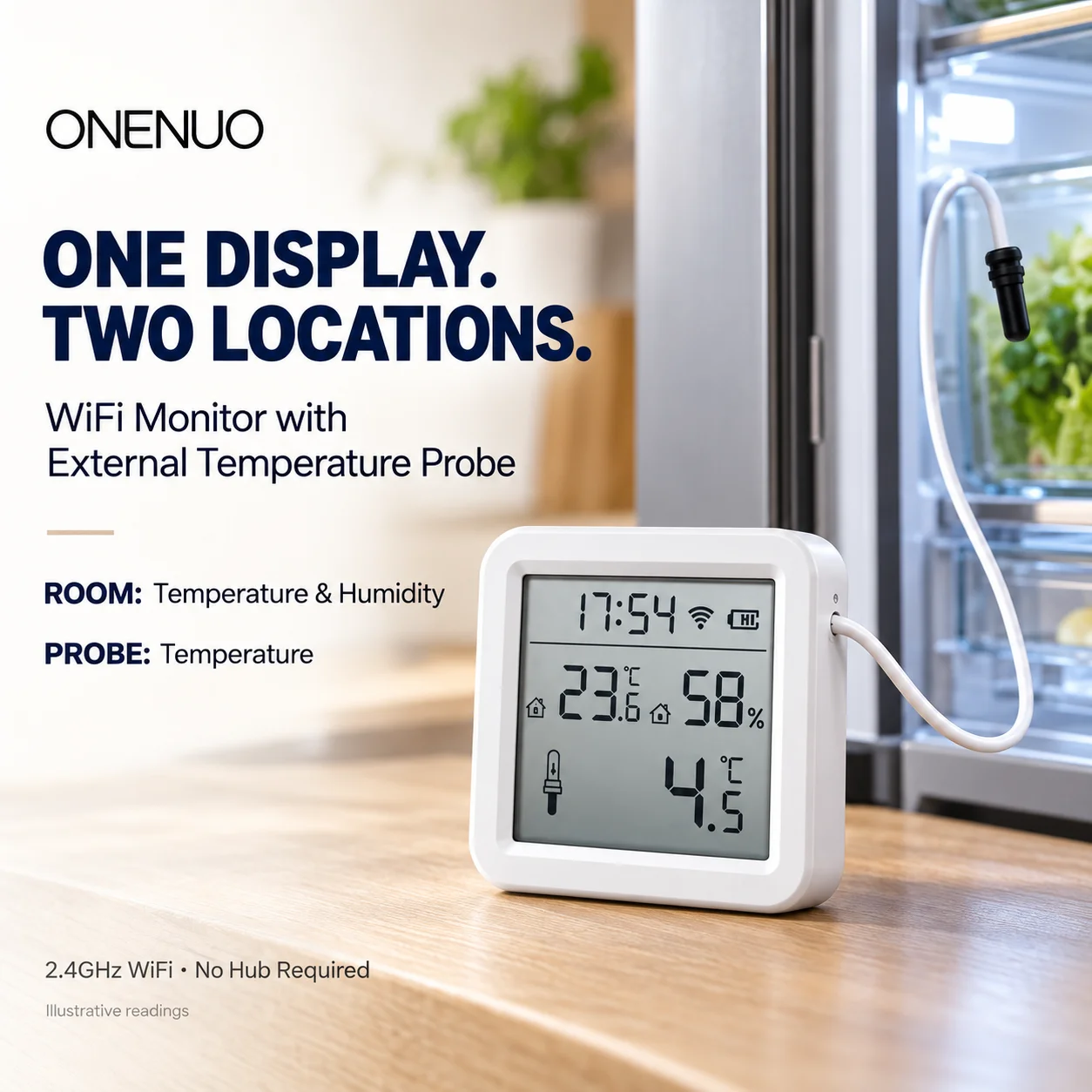Indoor&Outdoor Tuya WiFi Temperature Humidity Sensor APP Check Home Thermometer Compatible For Alexa Google Home Voice