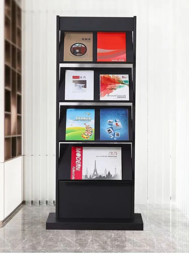 2026 High Quality 4-layer Independent Magazine Rack Rolling Stand Newspaper Information Promotion Information Display Storage Ra