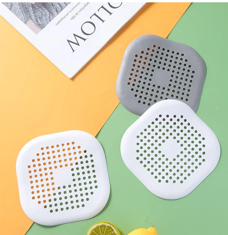 2pcs Silicone Hair & Debris Drain Catcher Suction Cup Secure Drain Cover for Bathroom Bathtub, Kitchen Sink Hair Stopper