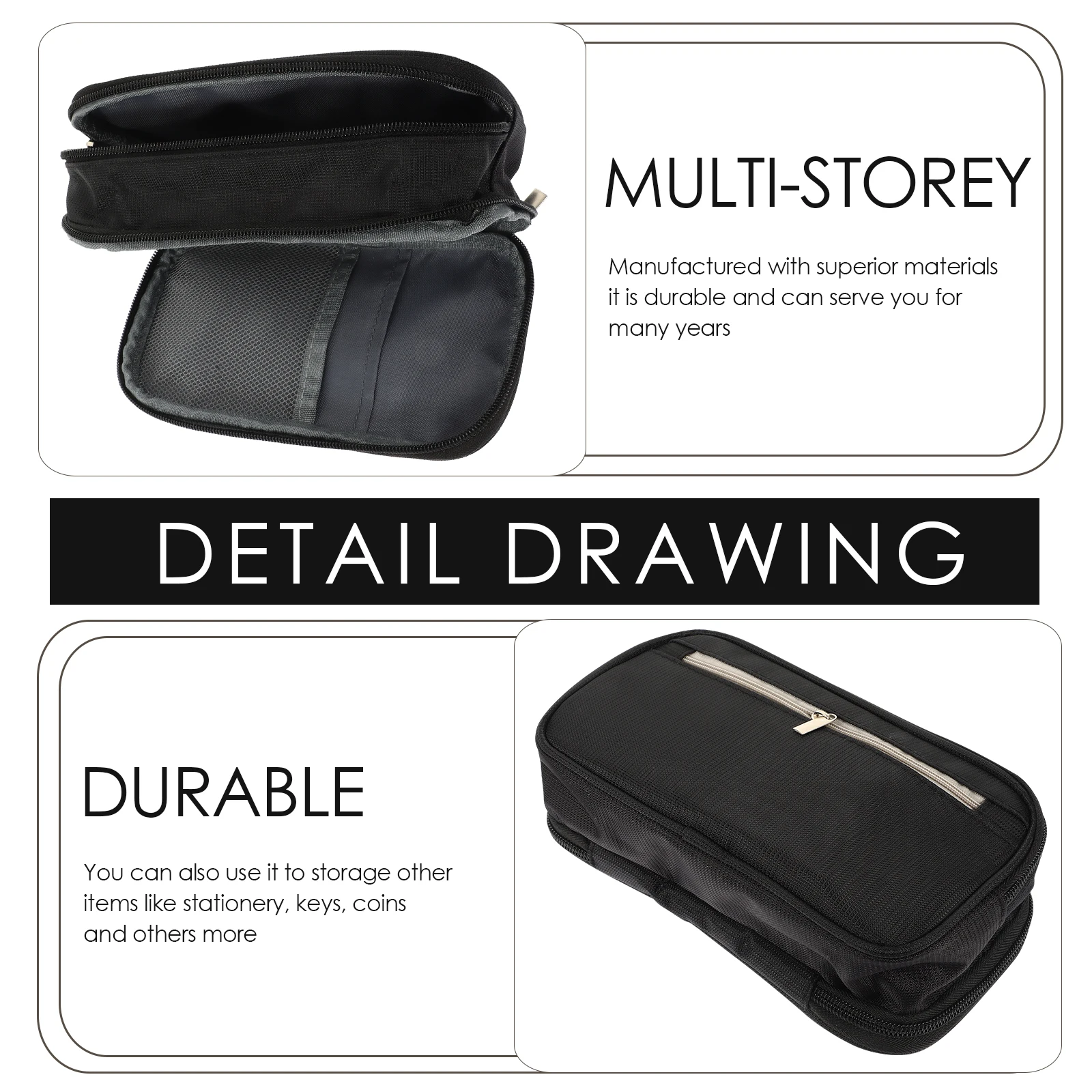 

Case Organizer Nylon Pen Pouch Multi-Layer Student Holder Compact Stationery Bag Zipper Bag For Pencil Container
