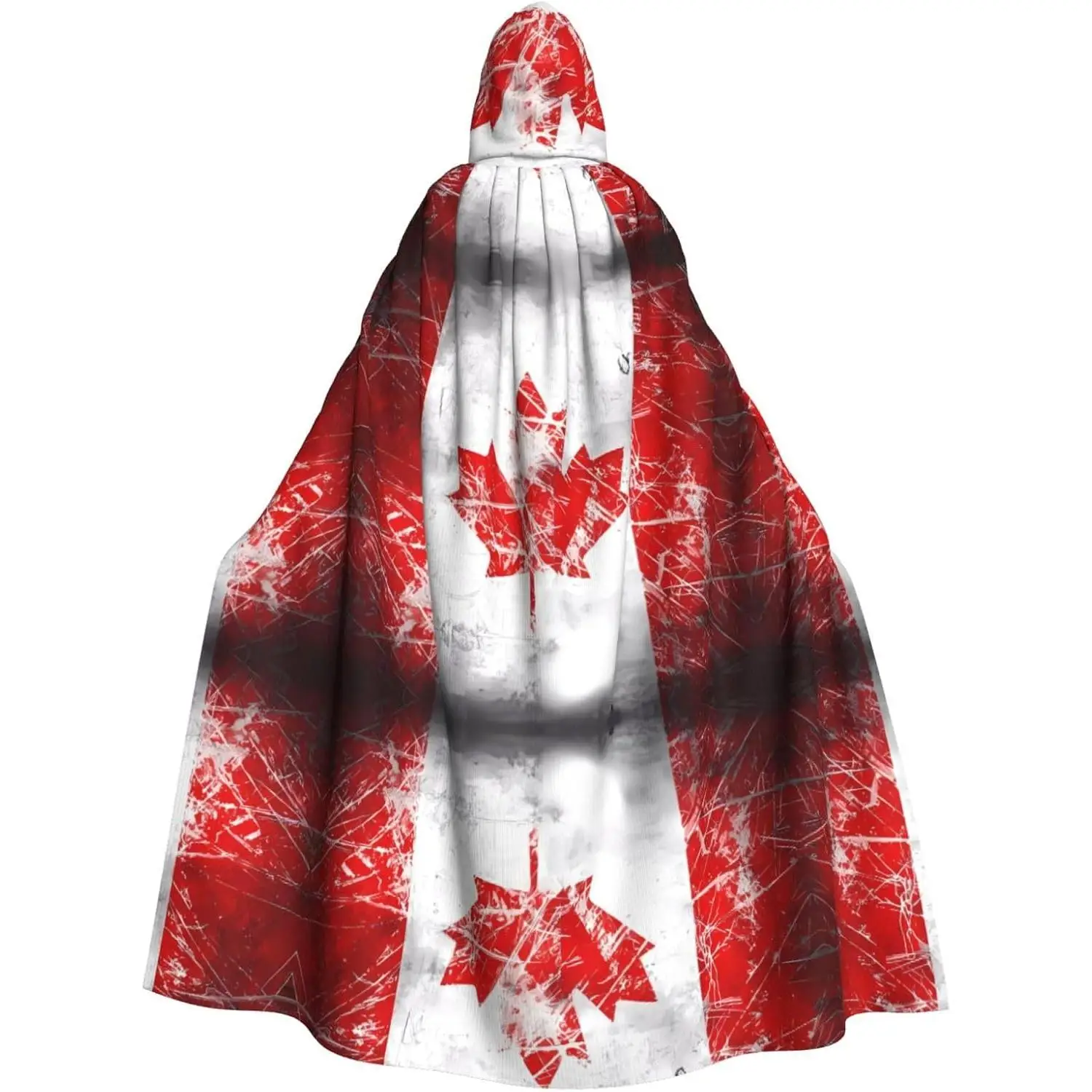 

Retro Flag Prints Halloween Adult Hooded Cloak for Costume Parties and Theme Events keep warm Water Resistant